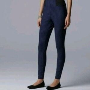 Navy Pinstripe Stretch Leggings - Women Pants & Jumpsuits